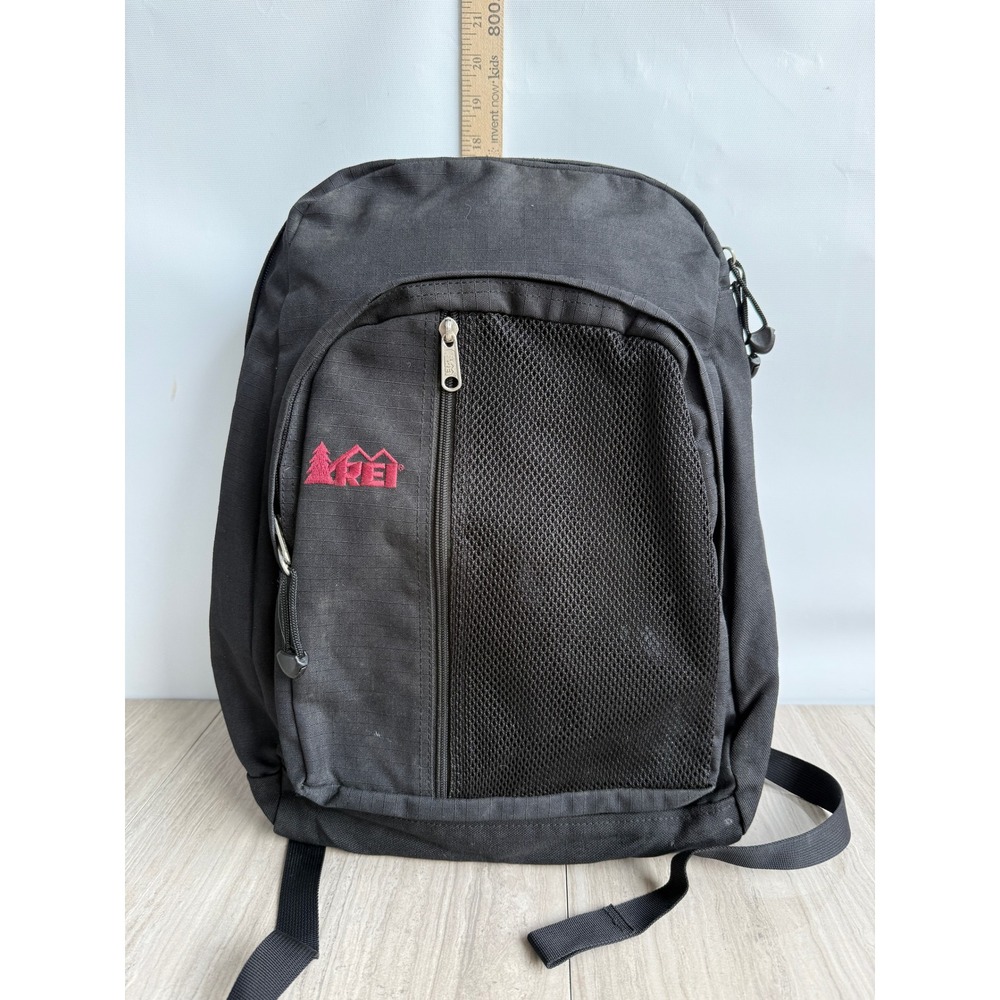 Vintage REI Black Ripstop Backpack Hiking Travel Daypack Gorpcore Utility Bag